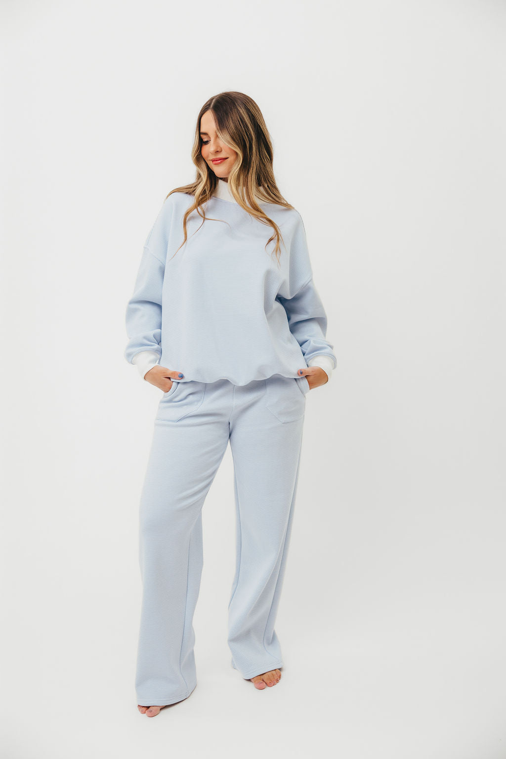 Nixon Mini Striped Sweatpants in Blue and White