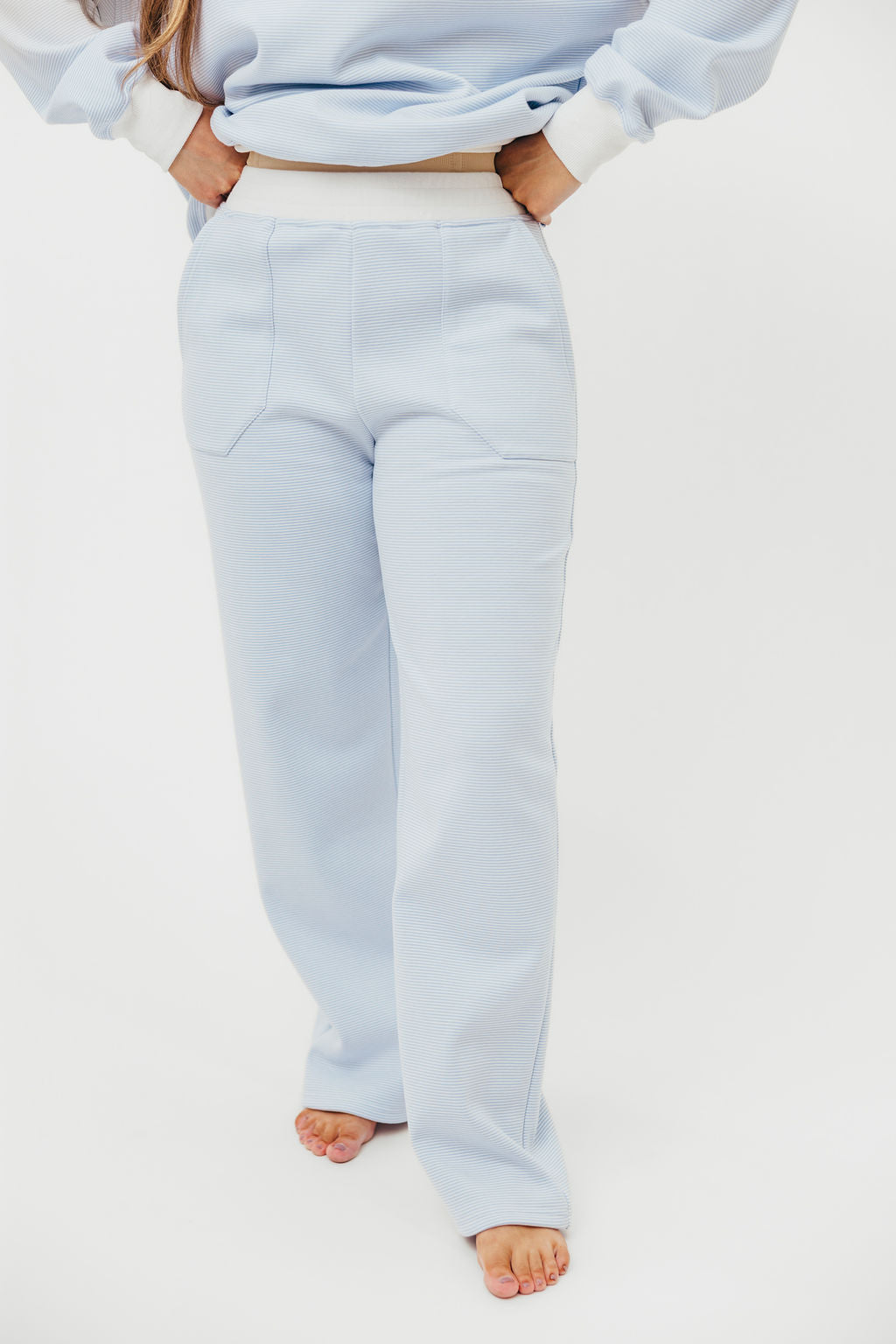 Nixon Mini Striped Sweatpants in Blue and White