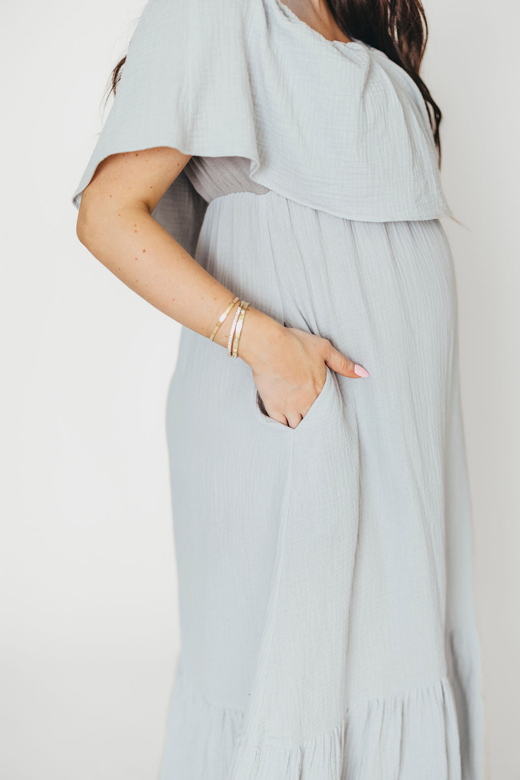 Josie 100% Cotton Maxi Dress in Cloud - Bump & Nursing Friendly