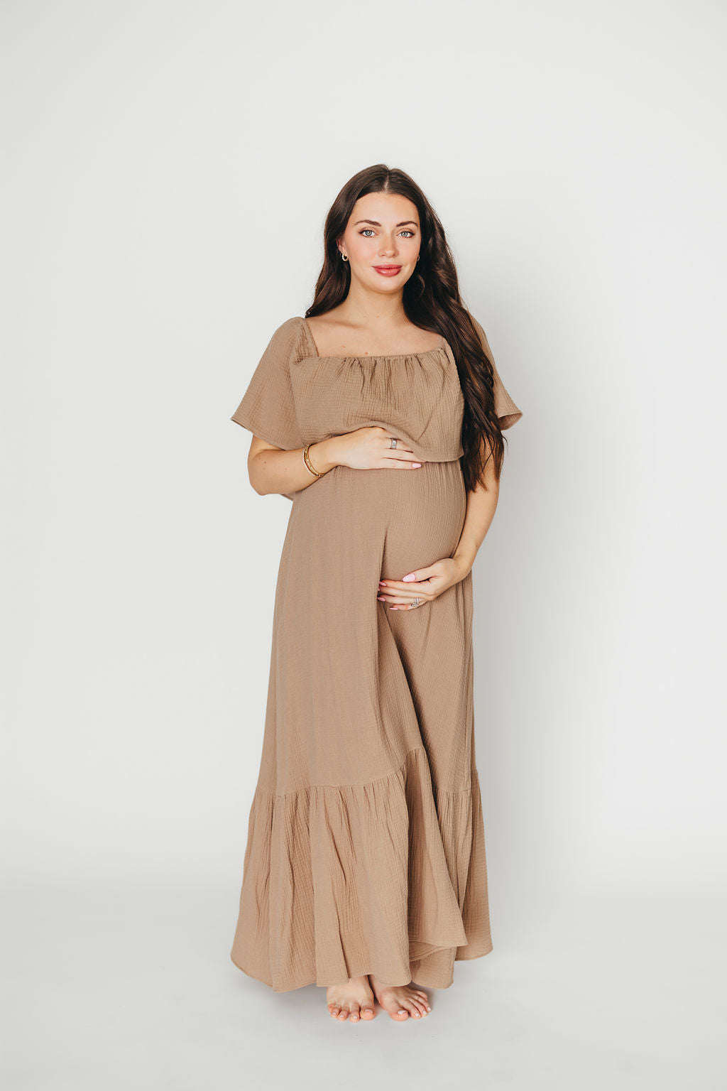 Josie 100% Cotton Maxi Dress in Dry Thyme - Bump & Nursing Friendly
