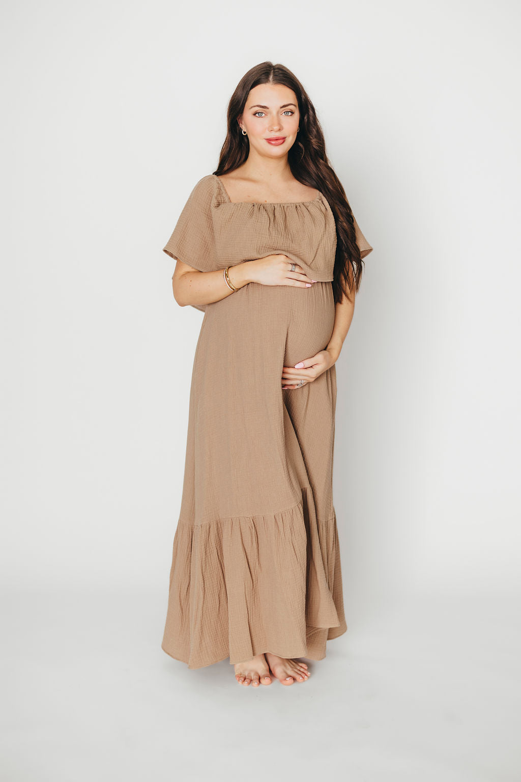 Josie 100% Cotton Maxi Dress in Dry Thyme - Bump & Nursing Friendly