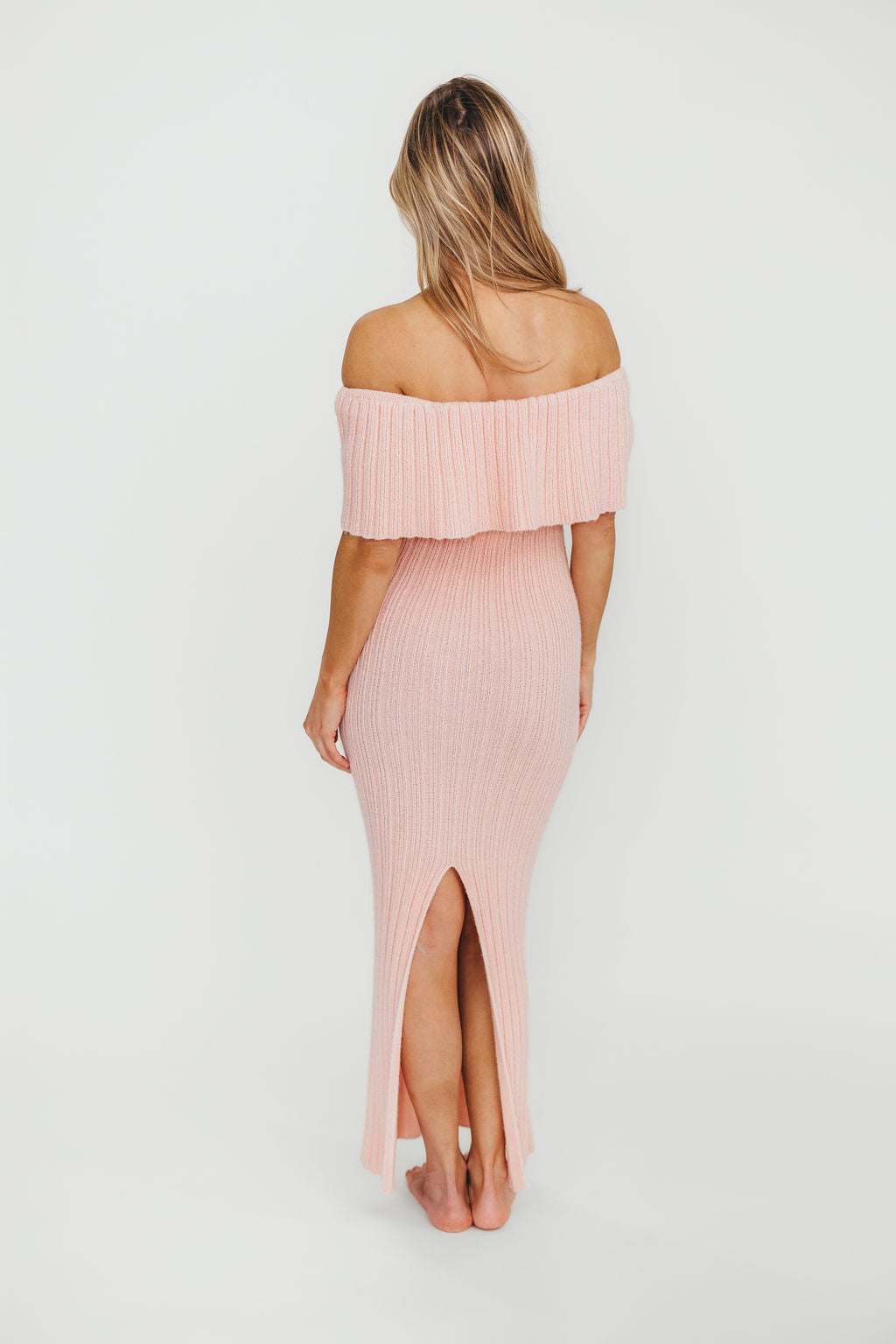 Aston Bow Front Maxi Sweater Dress in Pinkish Petal – Bump Friendly & Inclusive Sizing (S-3XL)