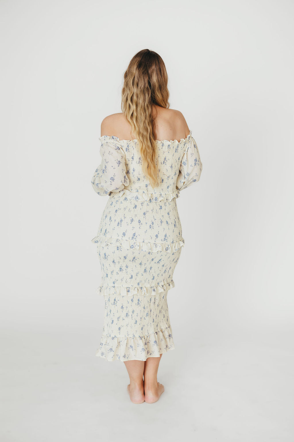 The Chloe Midi Dress in Blue - Bump Friendly
