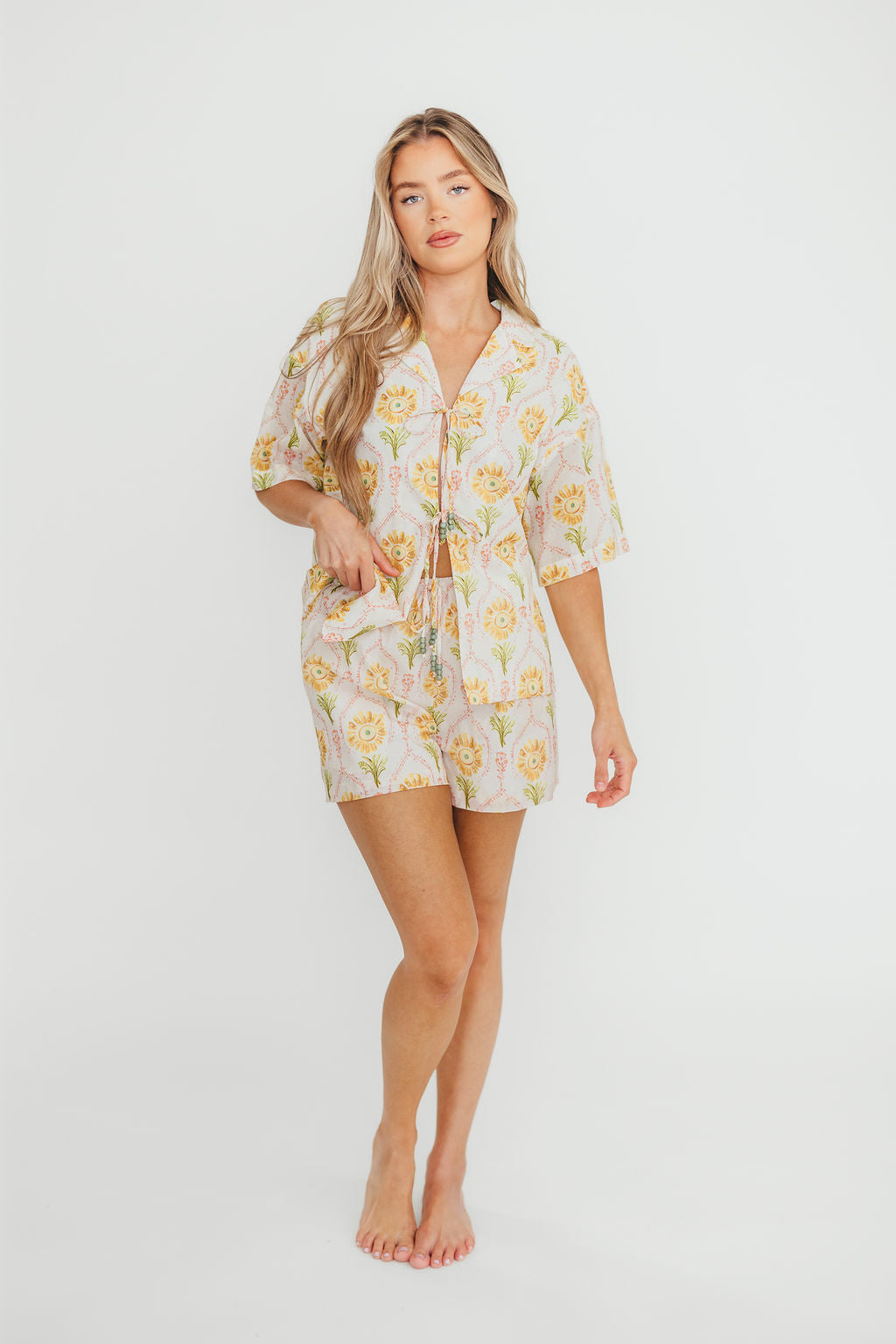 Catarina 100% Cotton Shirt & Shorts Set in Floral