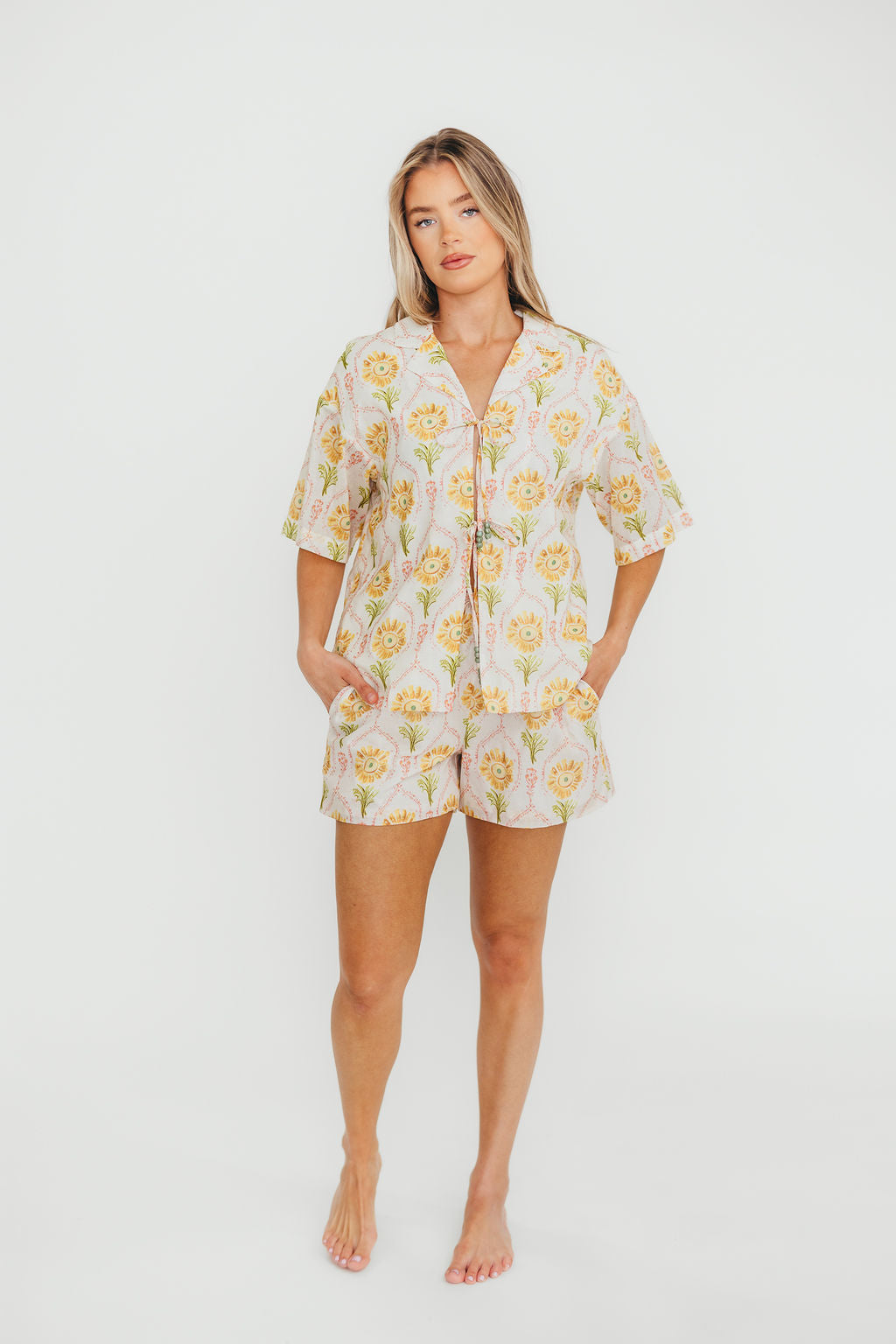 Catarina 100% Cotton Shirt & Shorts Set in Floral