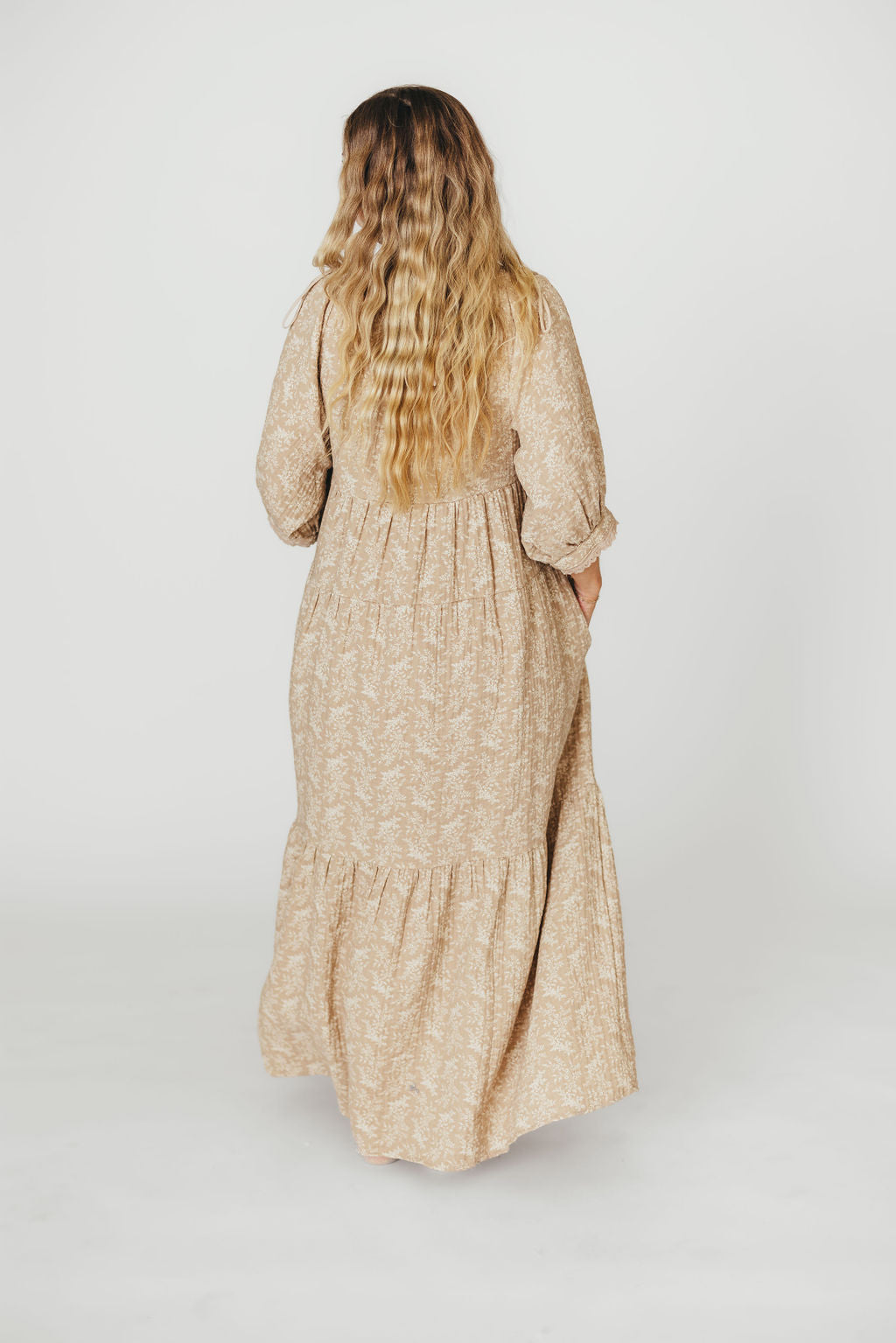 Peyton 100% Cotton Maxi Dress in Mocha Floral - Bump Friendly (XS-XL)
