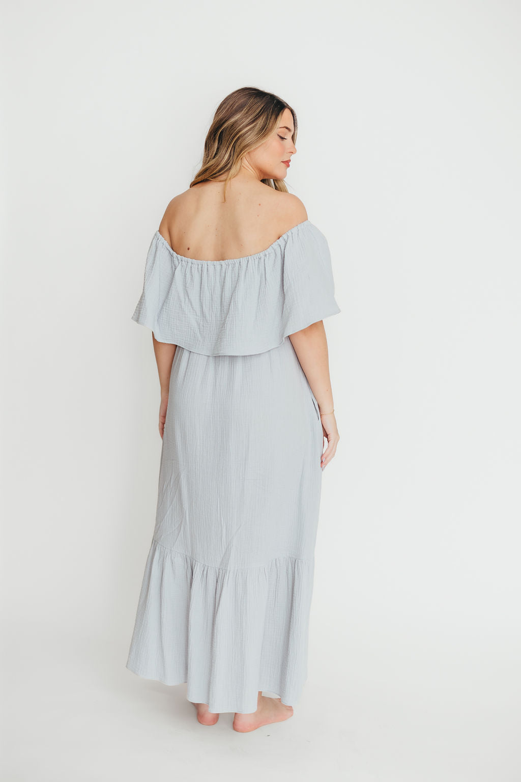 Josie 100% Cotton Maxi Dress in Cloud - Bump & Nursing Friendly