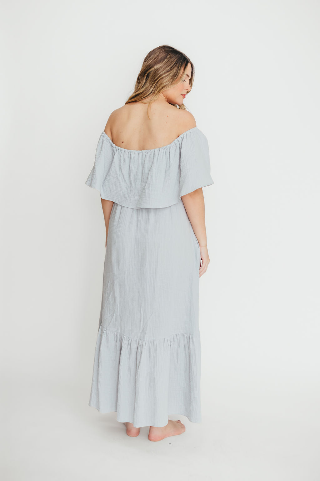 Josie 100% Cotton Maxi Dress in Cloud - Bump & Nursing Friendly