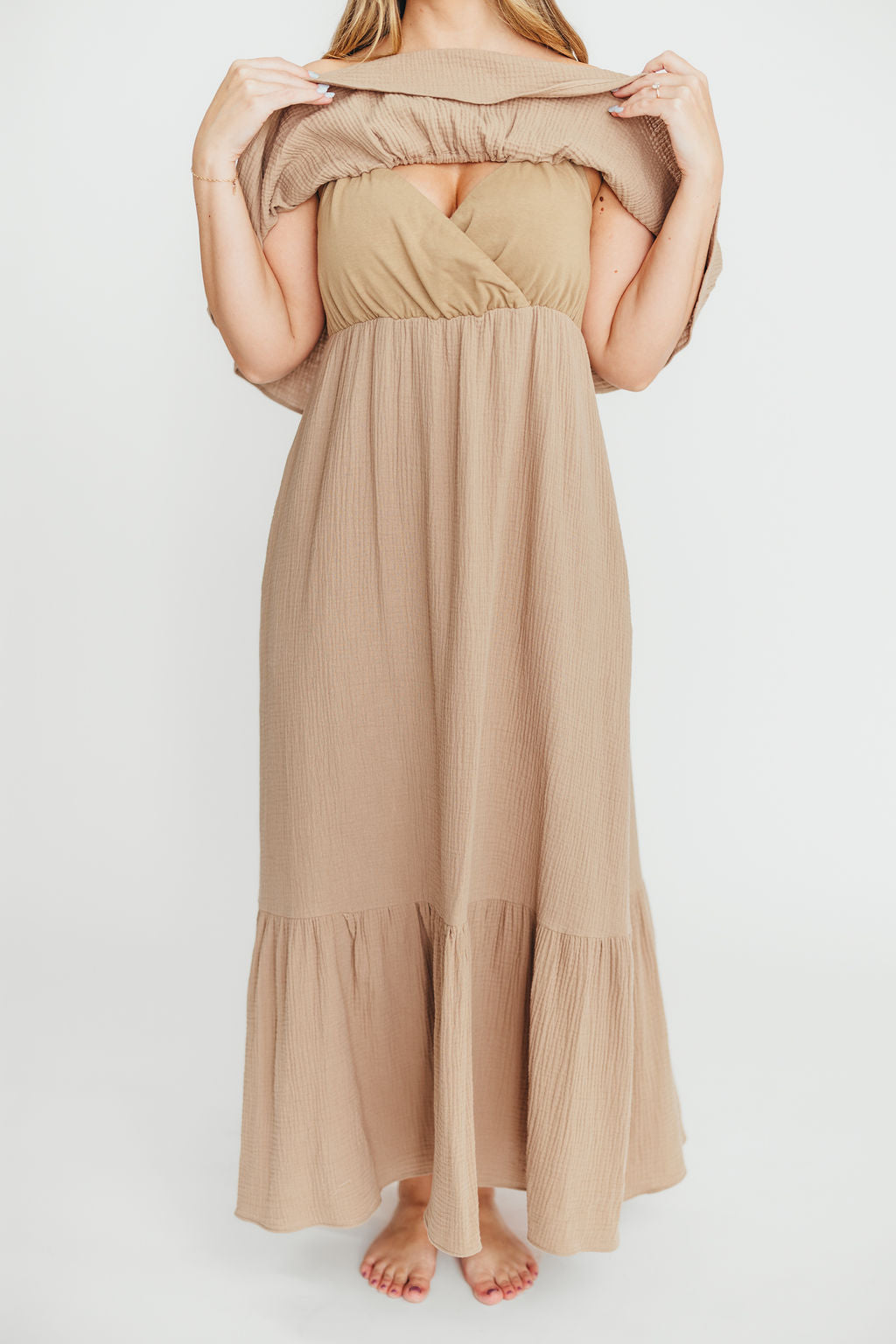 Josie 100% Cotton Maxi Dress in Dry Thyme - Bump & Nursing Friendly