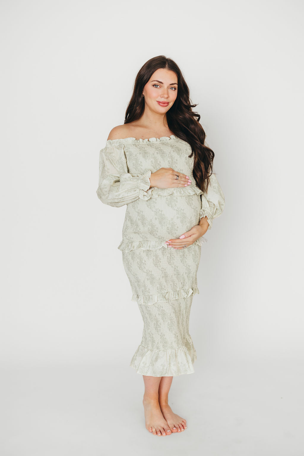 The Chloe Midi Dress in Sage - Bump Friendly