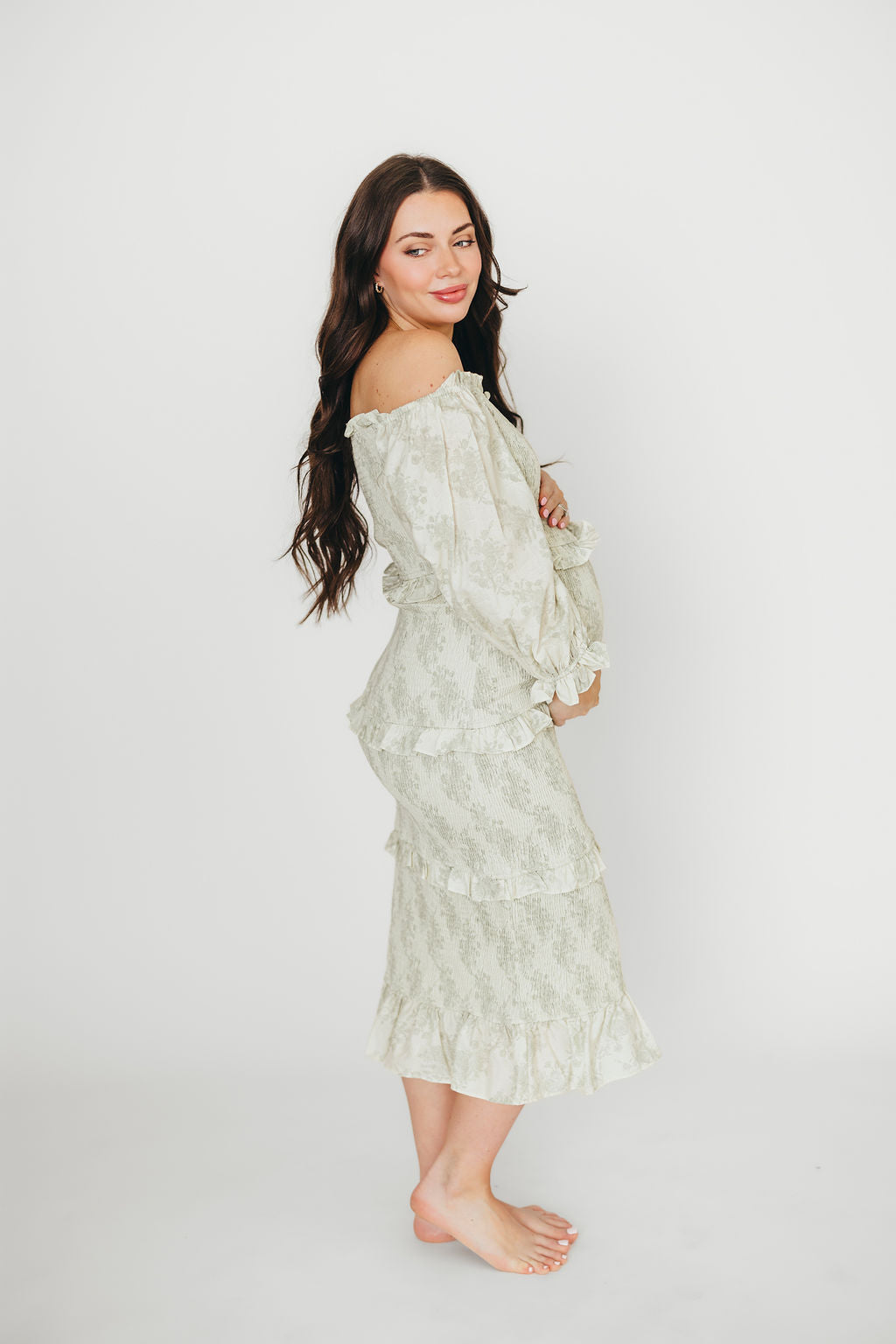 The Chloe Midi Dress in Sage - Bump Friendly