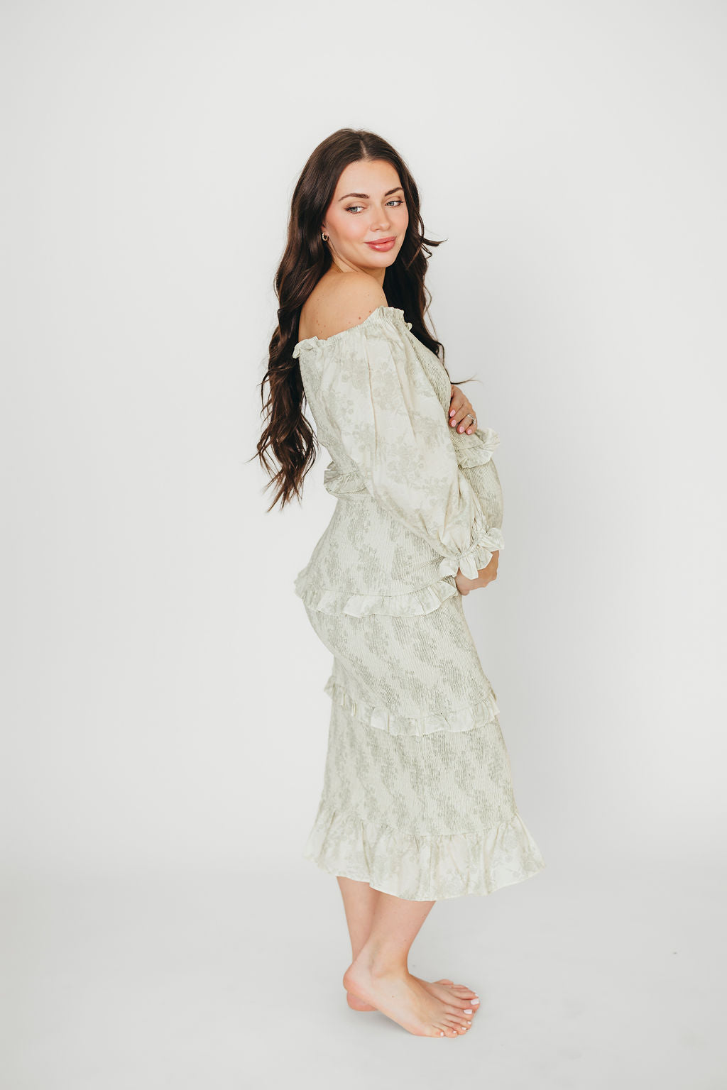 The Chloe Midi Dress in Sage - Bump Friendly