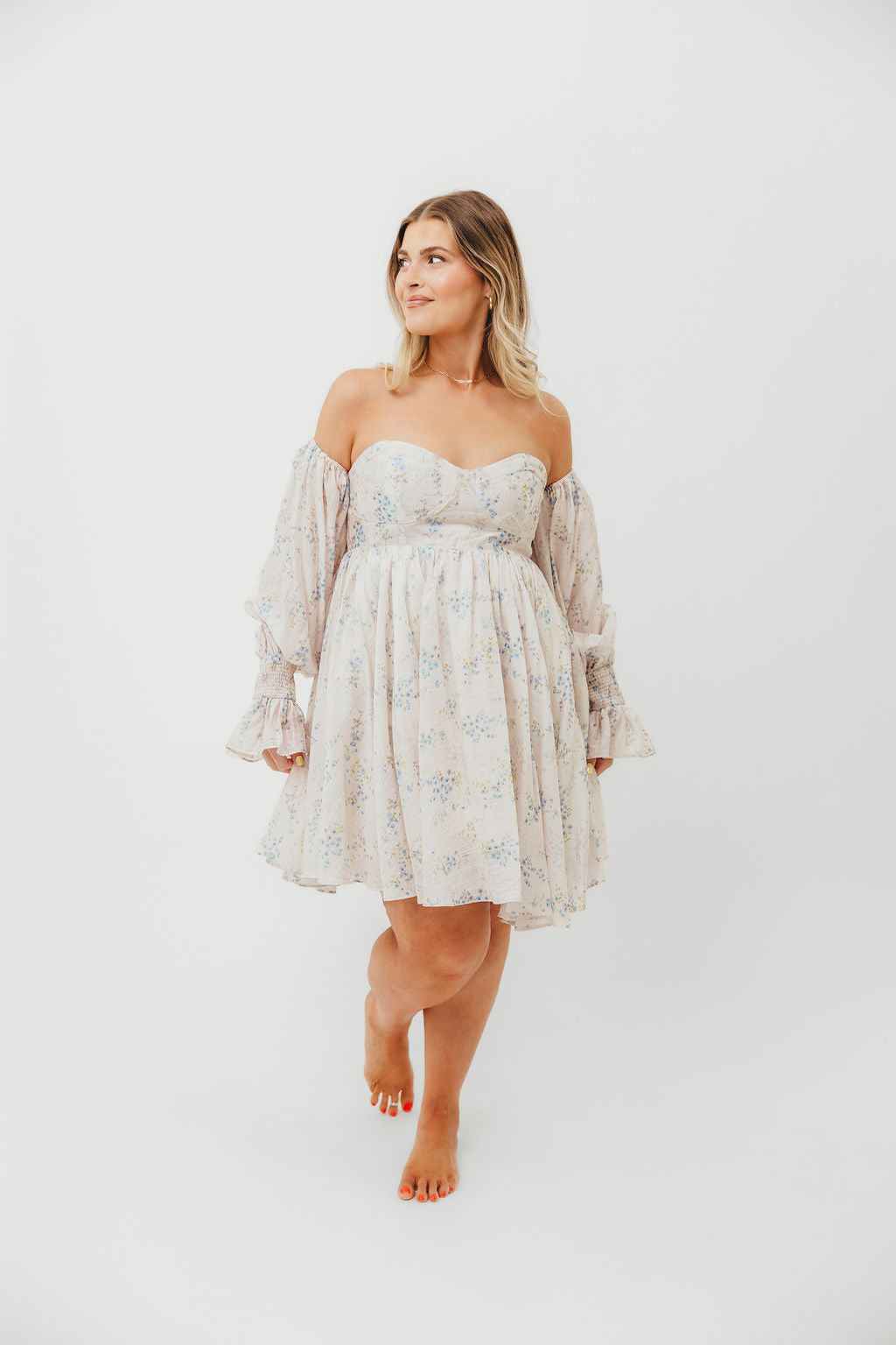 Kennedy Floral Mini Dress in Blue- Bump Friendly