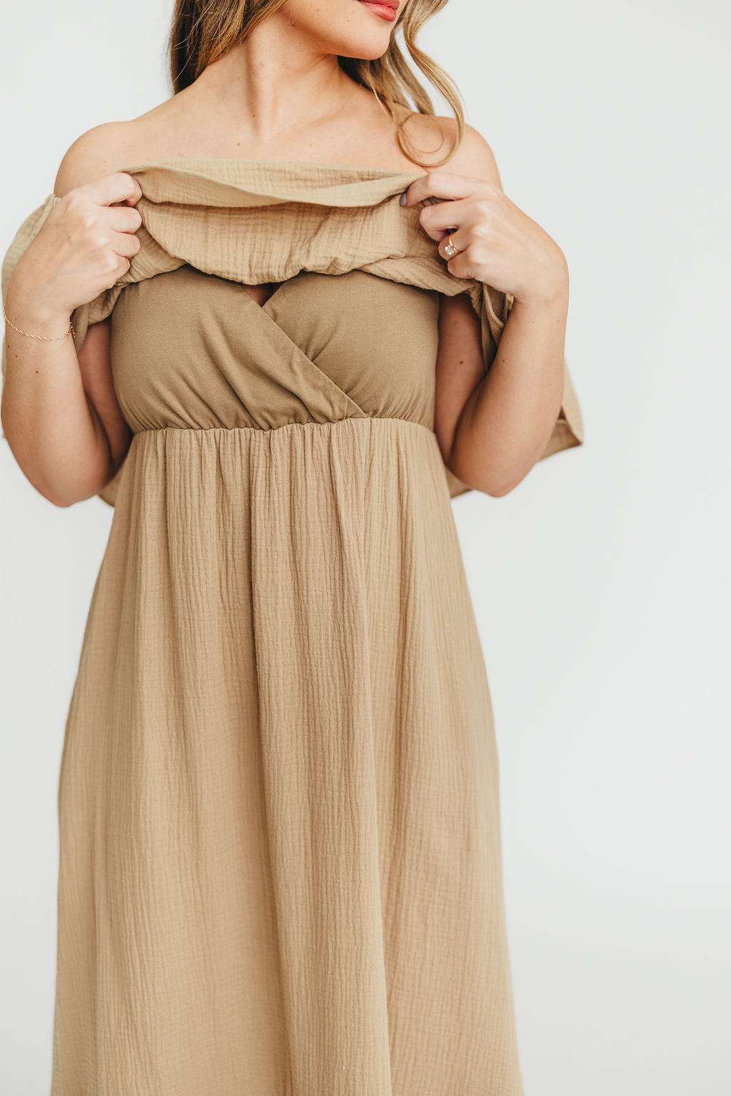 Josie 100% Cotton Maxi Dress in Khaki