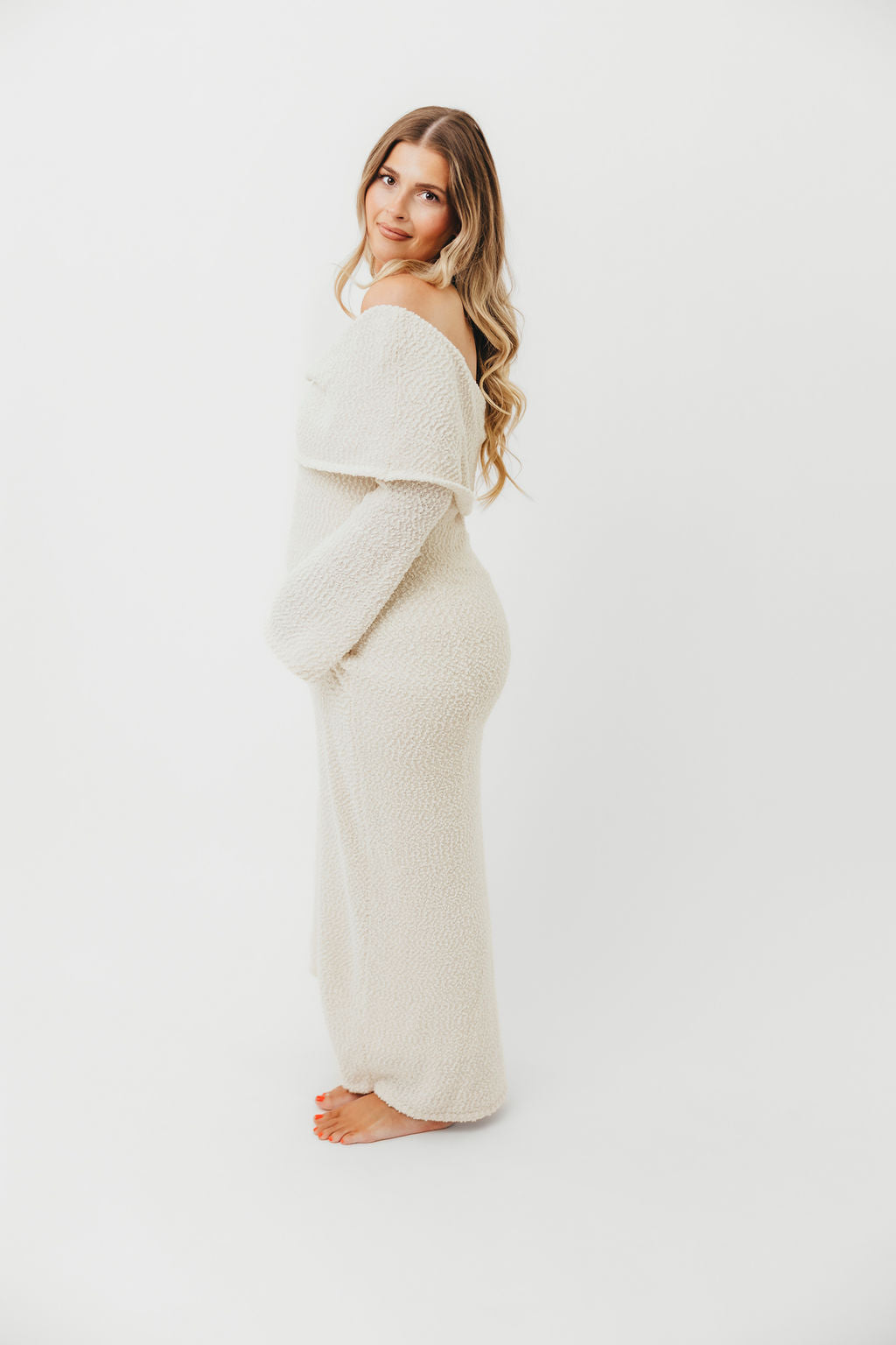 Nora Knit Maxi Dress in Ivory - Bump Friendly
