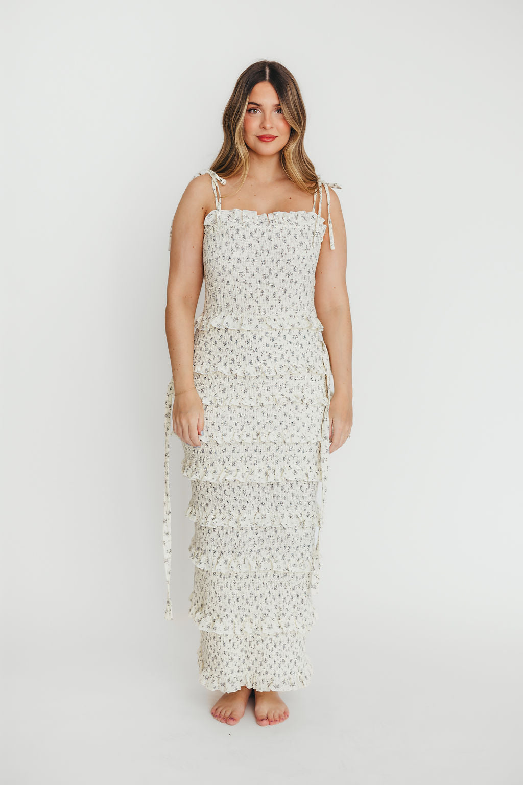 Harley Maxi Dress in Gray Floral - Bump Friendly