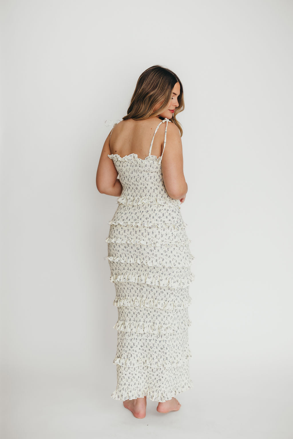 Harley Maxi Dress in Gray Floral - Bump Friendly