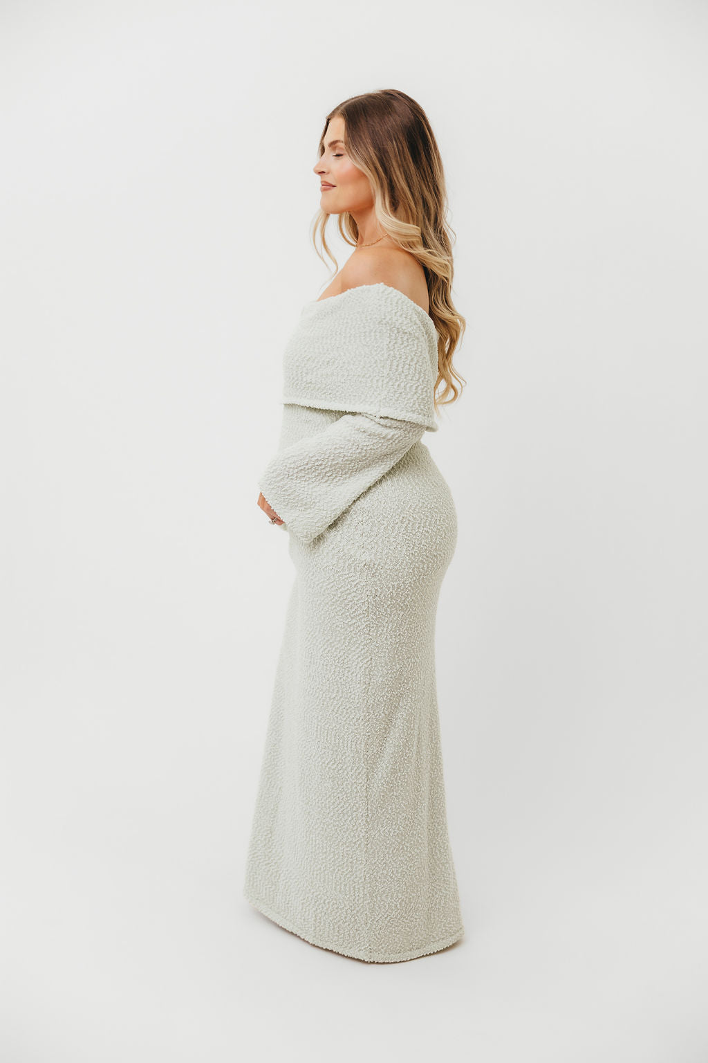 Nora Knit Maxi Dress in Seafoam- Bump Friendly
