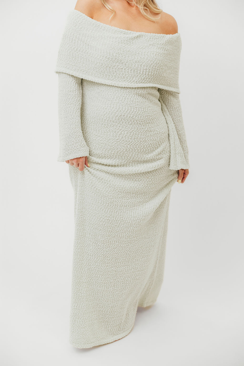 Nora Knit Maxi Dress in Seafoam- Bump Friendly