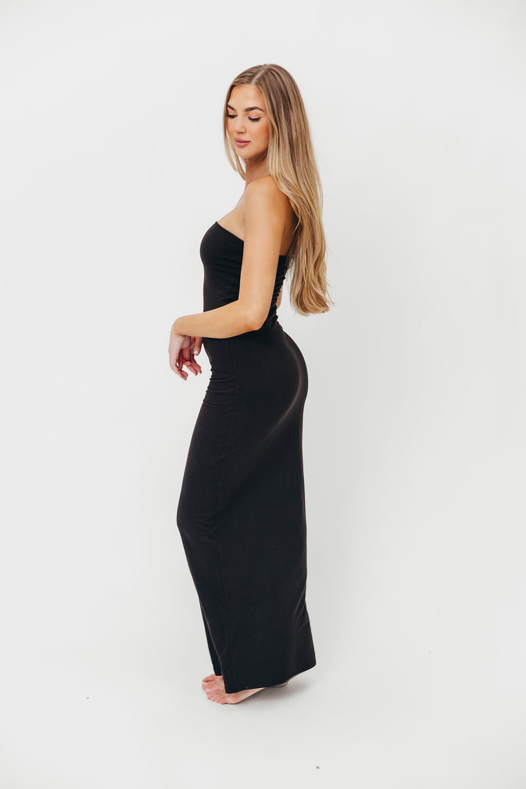 Jade Butter Soft Double Lined Maxi Dress in Black - Bump Friendly