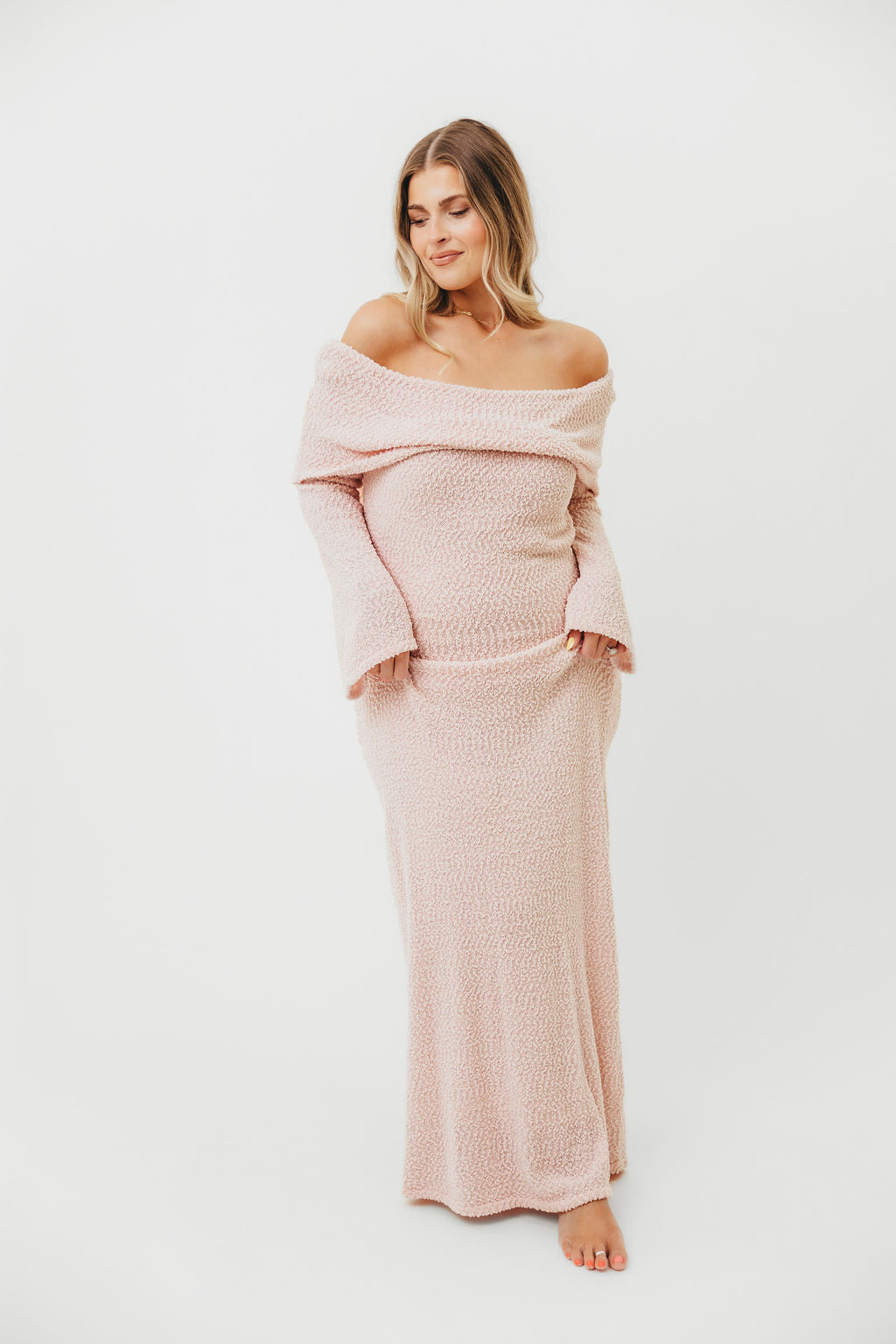 Nora Knit Maxi Dress in Dusty Pink - Bump Friendly