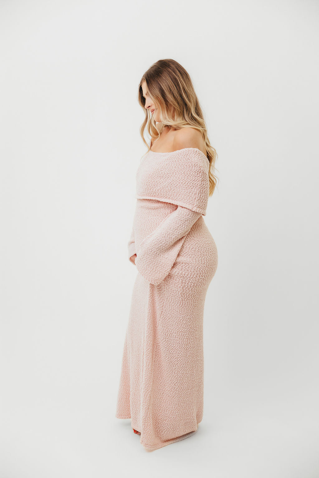 Nora Knit Maxi Dress in Dusty Pink - Bump Friendly