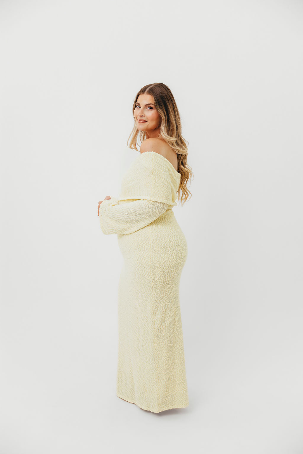 Nora Knit Maxi Dress in Butter Yellow- Bump Friendly
