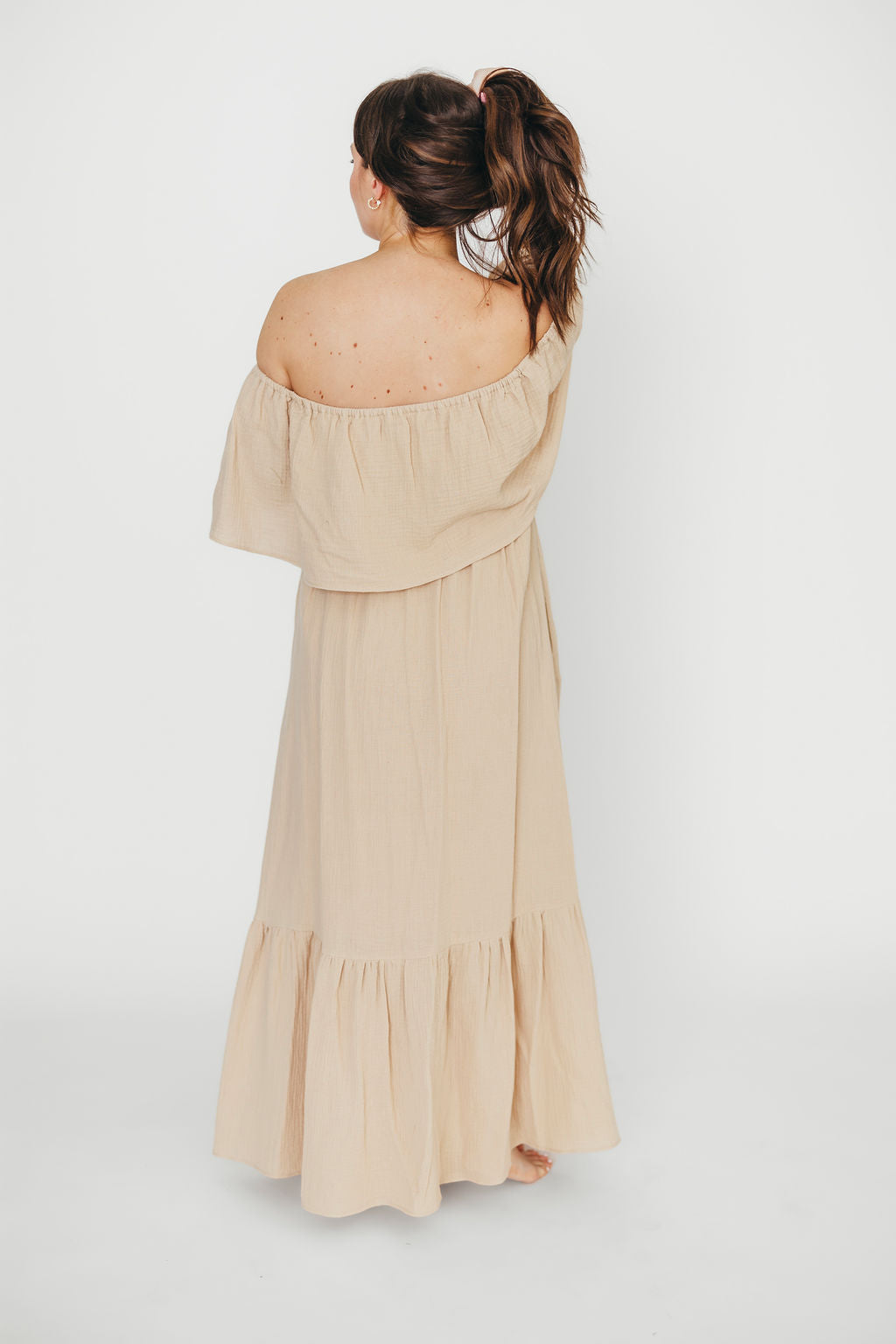 Josie 100% Cotton Maxi Dress in Beige - Bump & Nursing Friendly