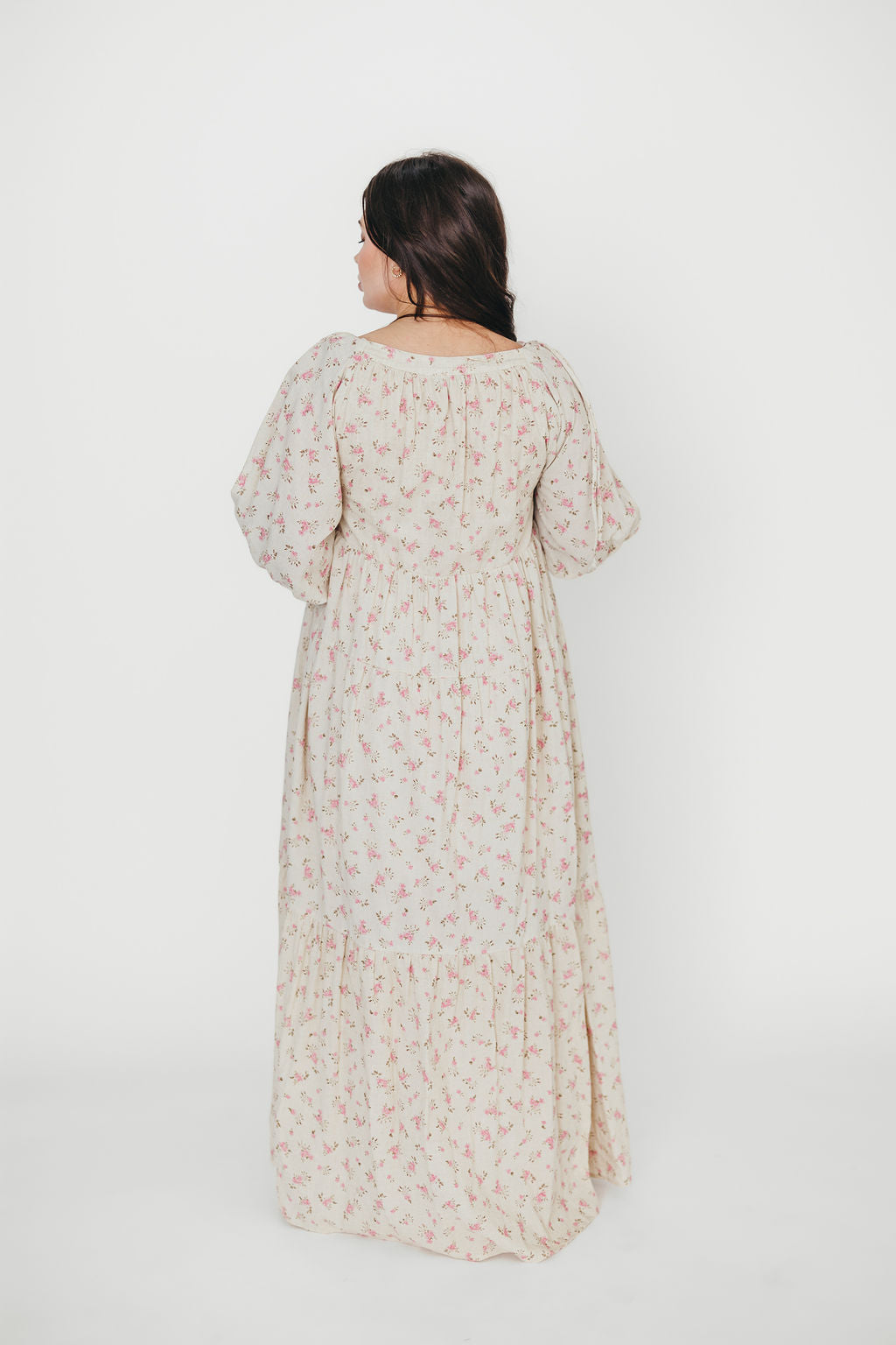 Cara 100% Cotton Maxi Dress in Pink/Brown Floral