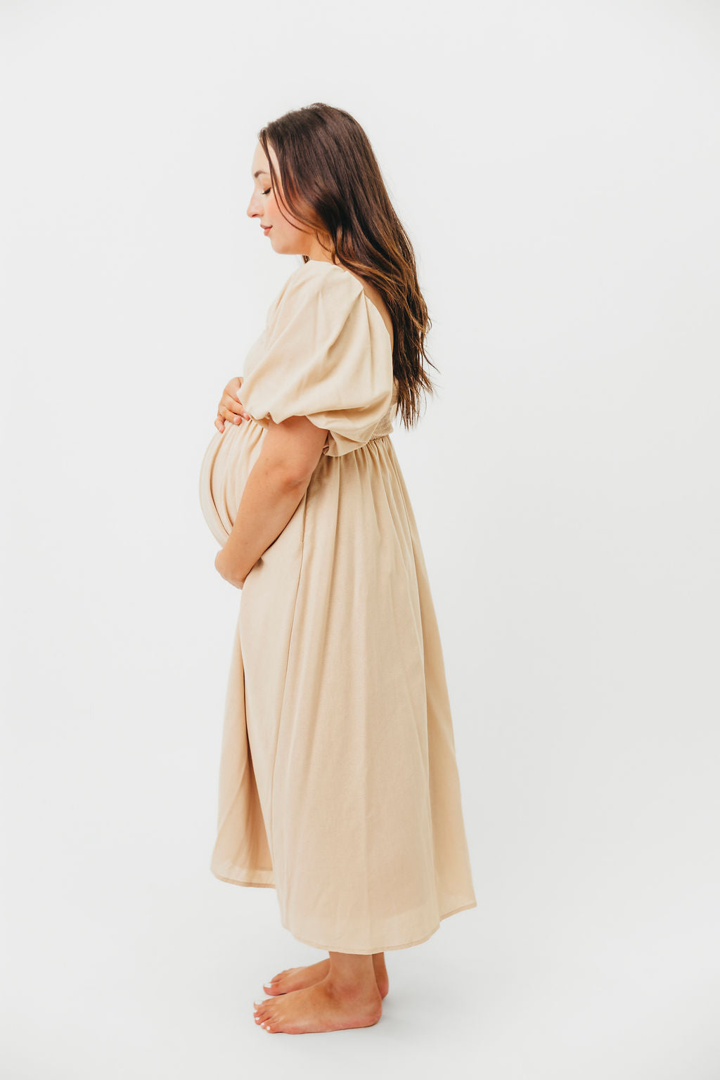 Hamilton Midi Dress in Taupe - Bump Friendly (S-2XL)