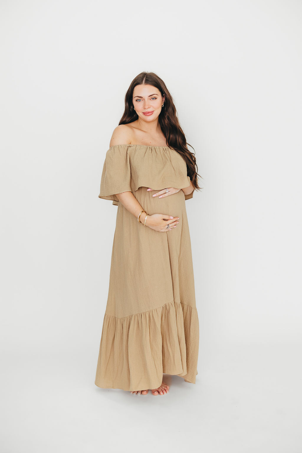 Josie 100% Cotton Maxi Dress in Khaki