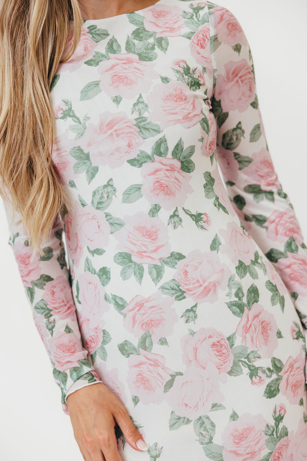 Leeland Floral Print Bell Sleeve Maxi Dress in Light Pink