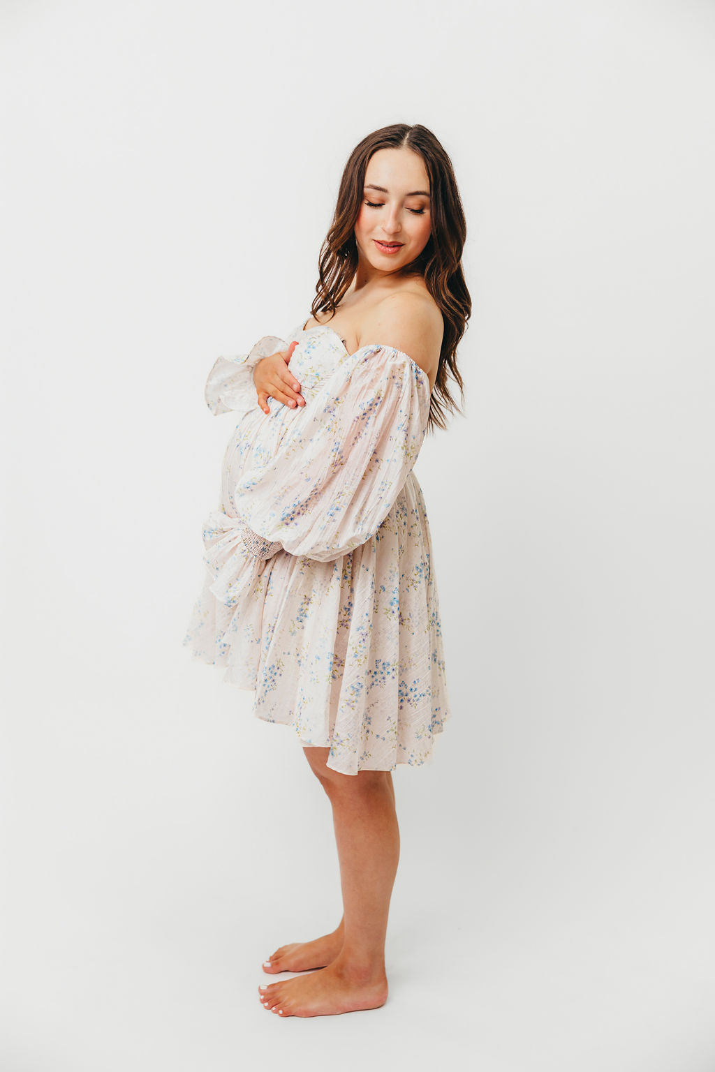 Kennedy Floral Mini Dress in Blue- Bump Friendly