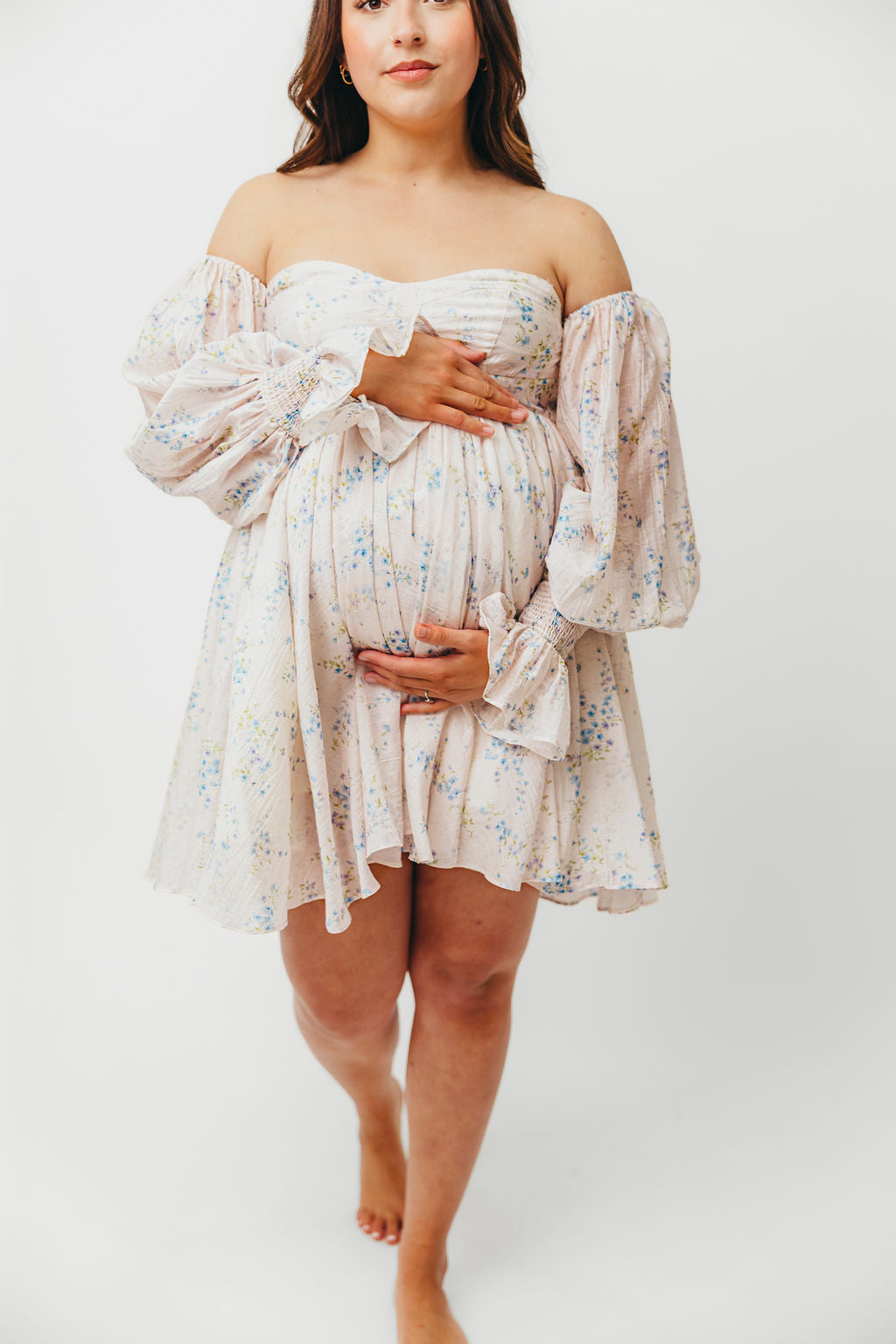 Kennedy Floral Mini Dress in Blue- Bump Friendly