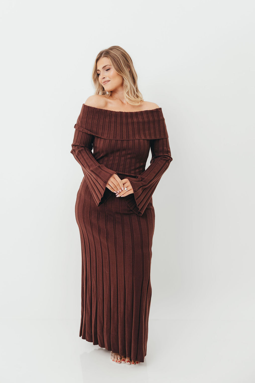 Evella Maxi Dress in Brown - Bump Friendly
