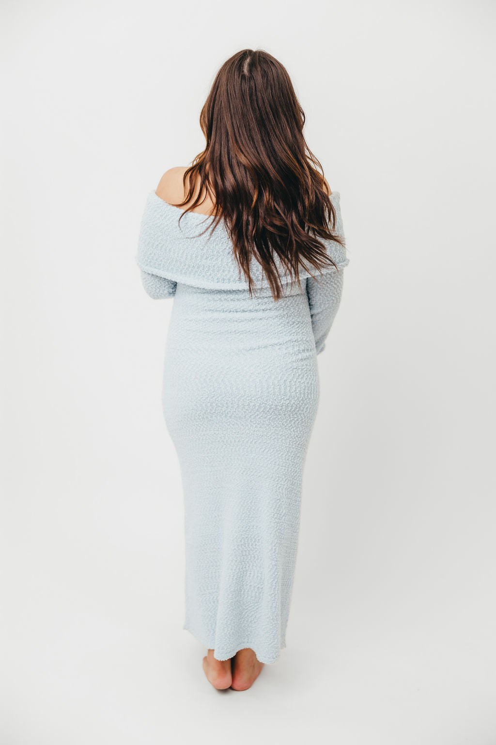Nora Knit Maxi Dress in Dusty Blue - Bump Friendly