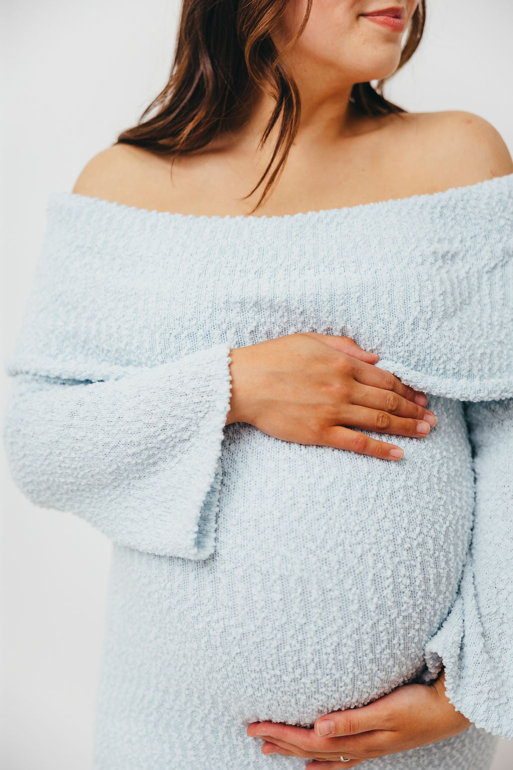Nora Knit Maxi Dress in Dusty Blue - Bump Friendly