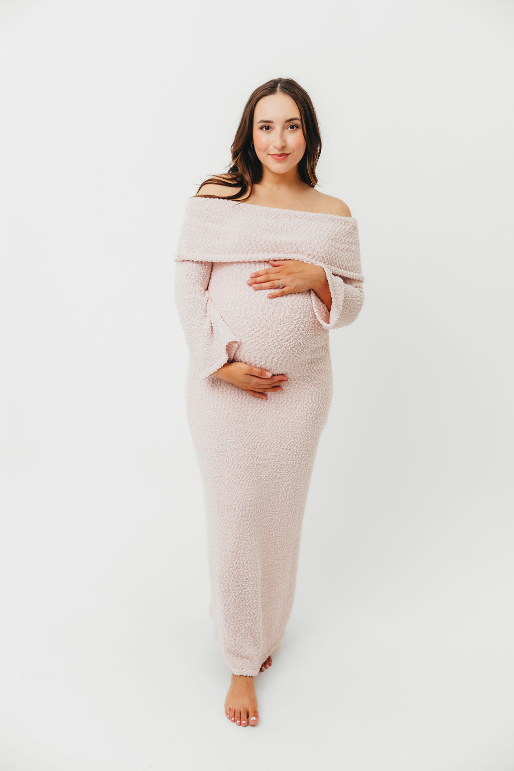 Nora Knit Maxi Dress in Dusty Pink - Bump Friendly