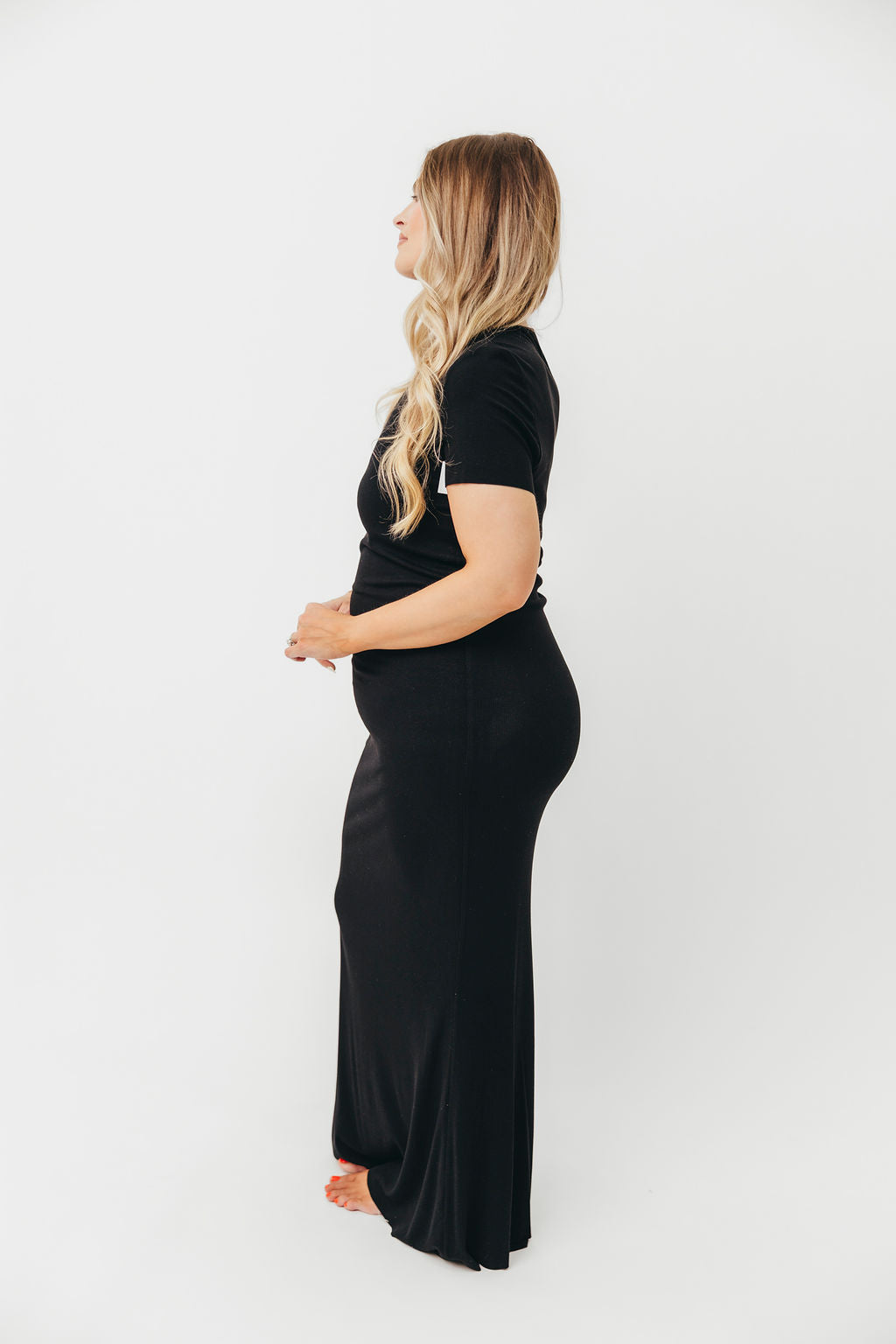 The Charlie Ribbed Maxi Dress in Black