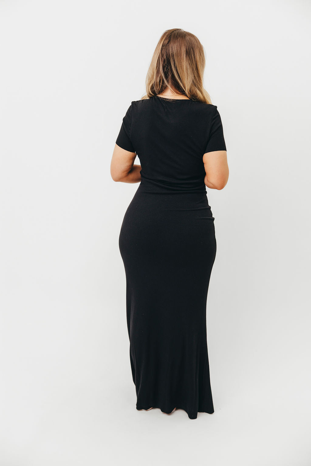The Charlie Ribbed Maxi Dress in Black