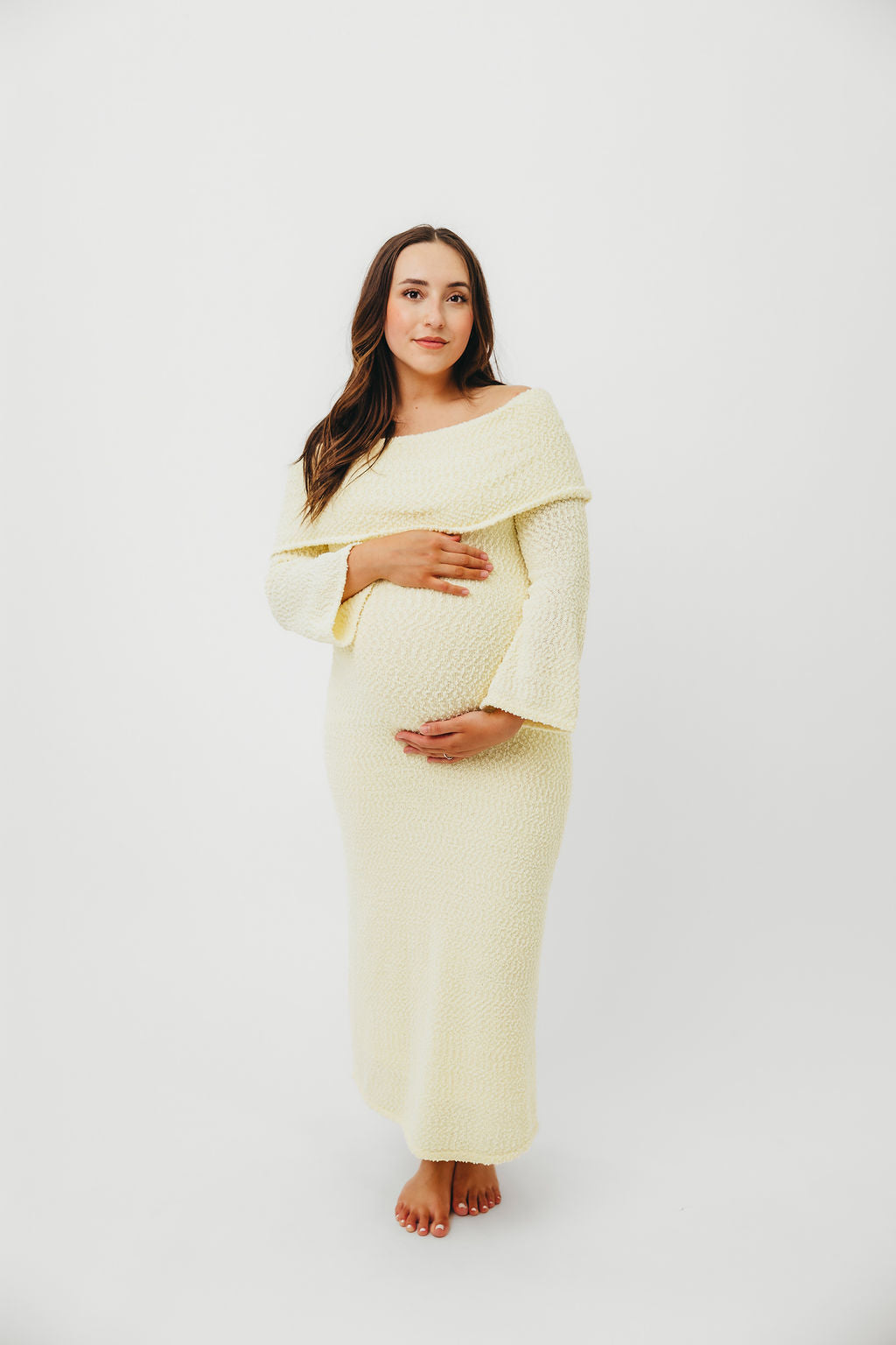 Nora Knit Maxi Dress in Butter Yellow- Bump Friendly