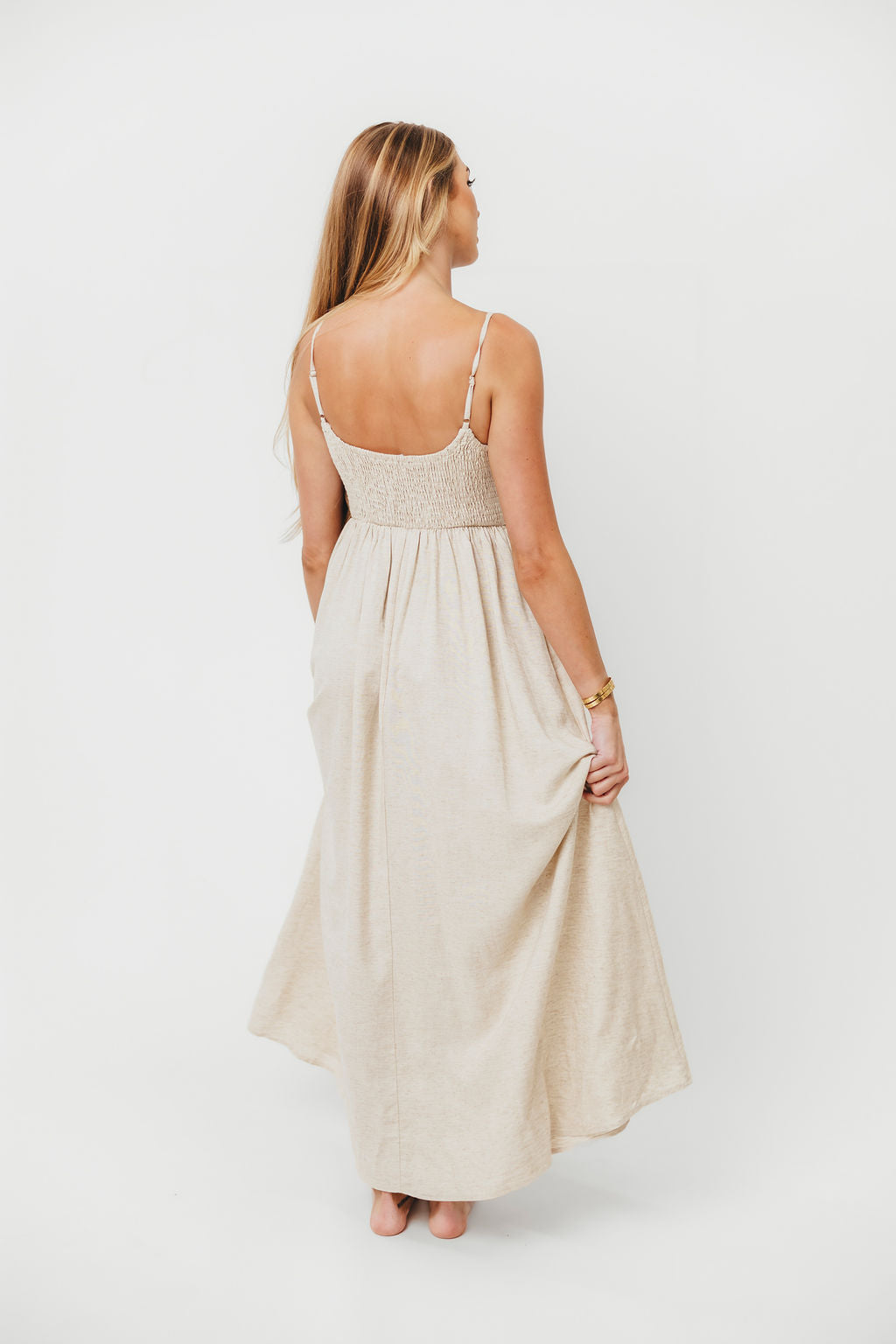 Josefina Smocked Maxi Dress in Natural - Bump Friendly