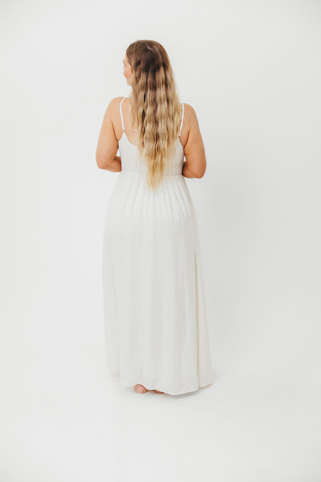 Josefina Smocked Maxi Dress in Off White