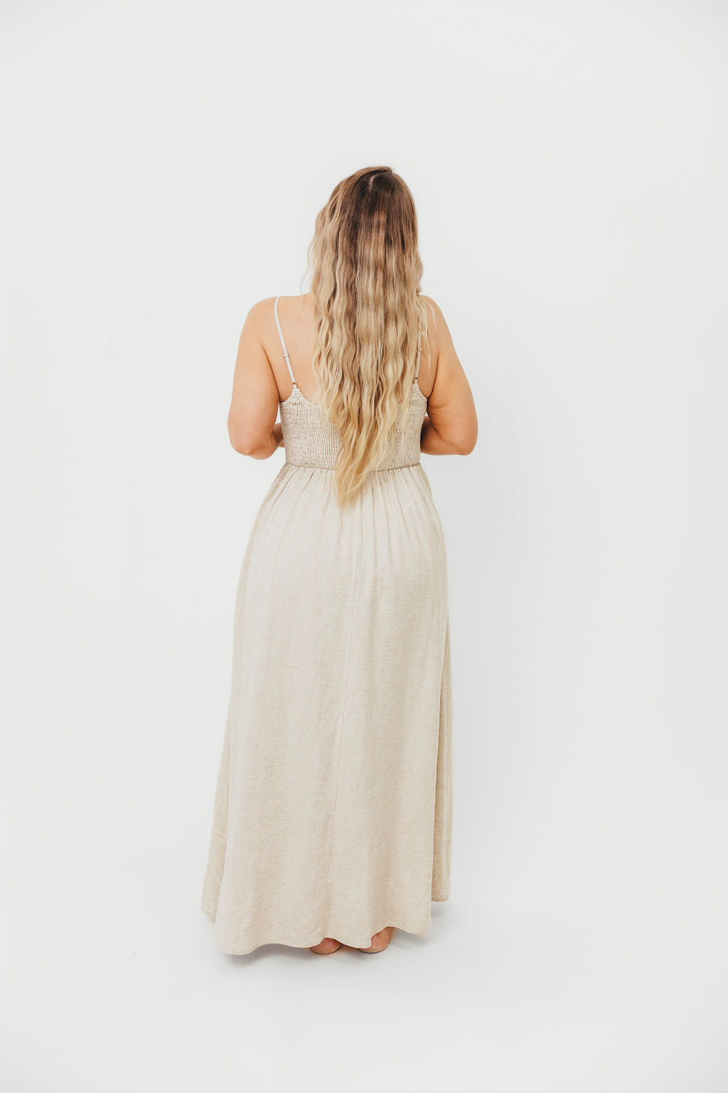 Josefina Smocked Maxi Dress in Natural - Bump Friendly