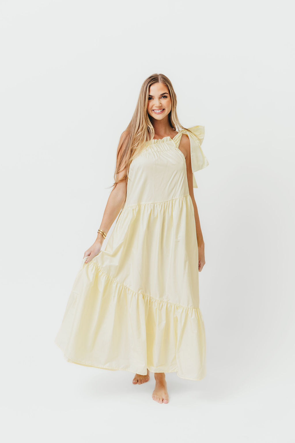 Jordan One-Shoulder Maxi Dress in Vanilla - Bump Friendly