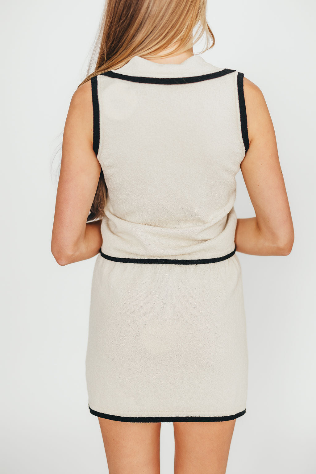 Georgie Sleeveless Knit Top and Skirt Set in Cream
