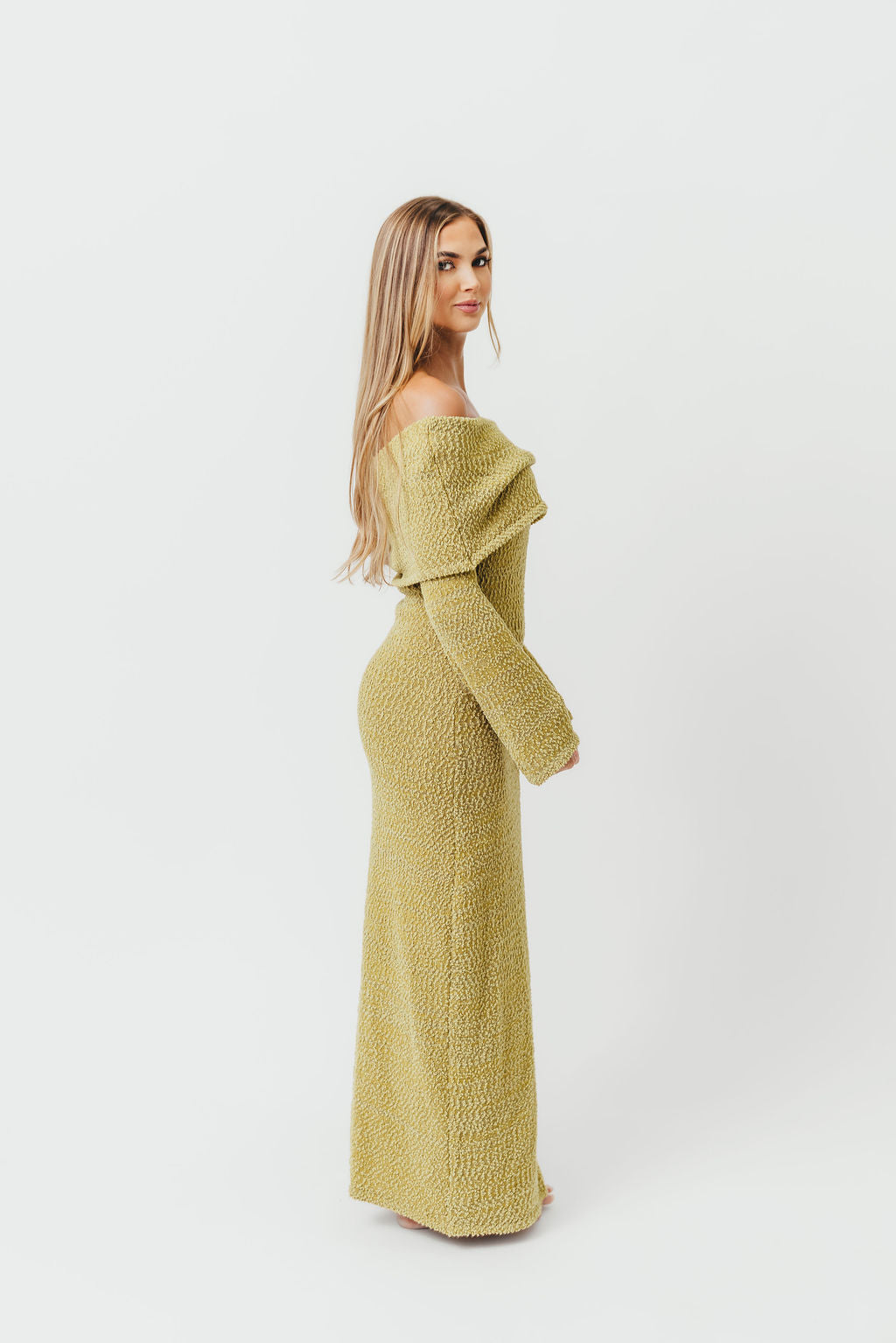 Nora Knit Maxi Dress in Dusty Lime - Bump Friendly