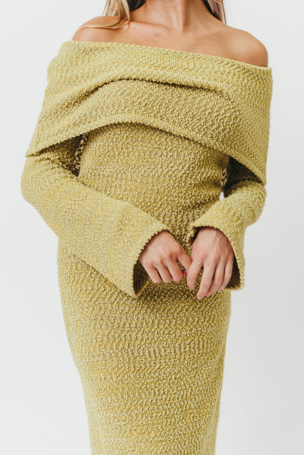 Nora Knit Maxi Dress in Dusty Lime - Bump Friendly