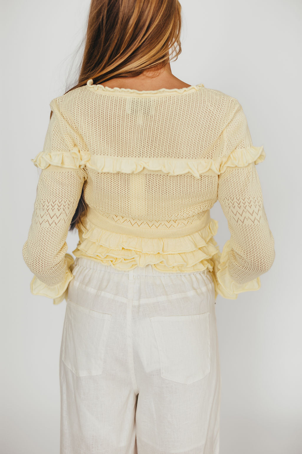 Zayne Cardigan and Strapless Tube Top and Sweater Set in Yellow