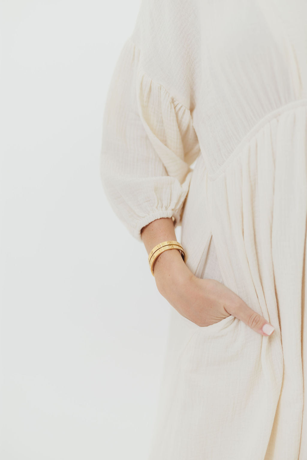 Hunter 100% Cotton Gauze Midi Dress in Soy - Bump Friendly *9/22 PRE-ORDER*